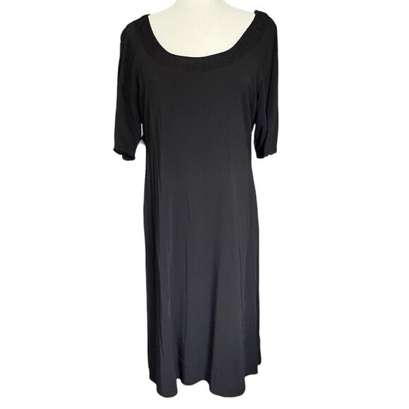 Theory Dazell Charm Dress Black Viscose Silk Size Medium Elbow Sleeves - Picture 1 of 6